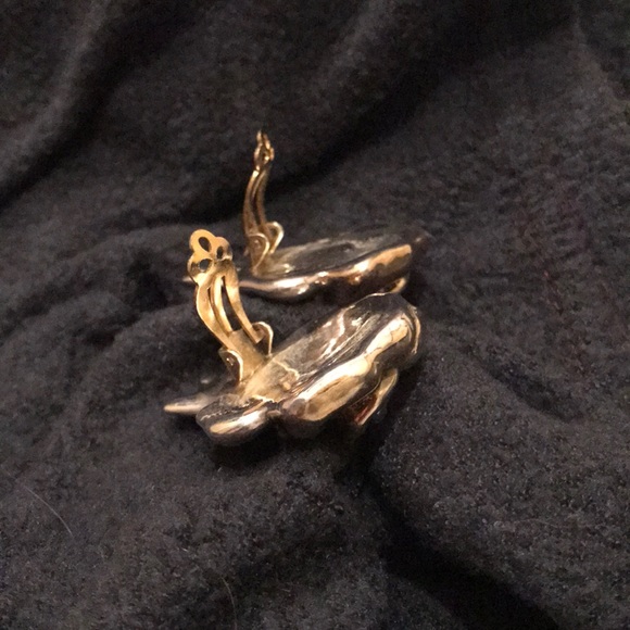 Sterling silver & gold plated earrings clip-on 925 silver mark like-new vintage - Picture 4 of 12